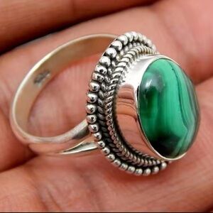 Vintage Malachite Silver Ring